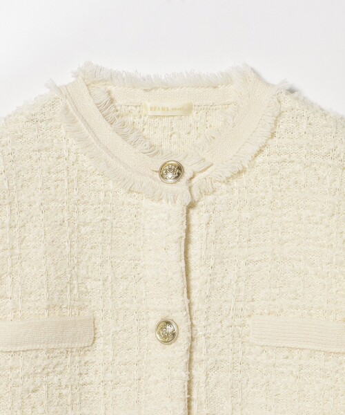 BEAMS HEART（ビームスハート）の「ニット ツイード ジャケット（ノーカラージャケット・レディース・グレー/オフホワイト/ネイビー・FREE）」の20枚目の写真