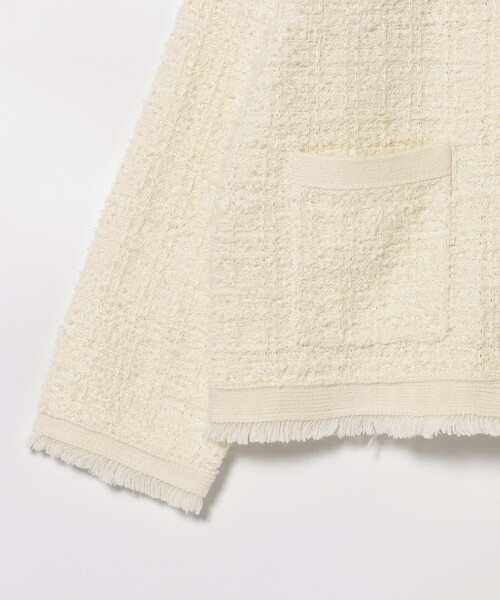 BEAMS HEART（ビームスハート）の「ニット ツイード ジャケット（ノーカラージャケット・レディース・グレー/オフホワイト/ネイビー・FREE）」の21枚目の写真