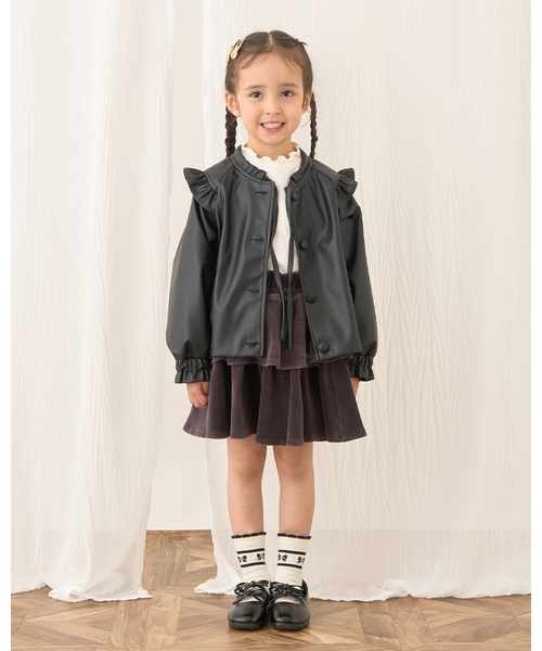 セール】【やわらか合皮】ノーカラージャケット（ノーカラージャケット