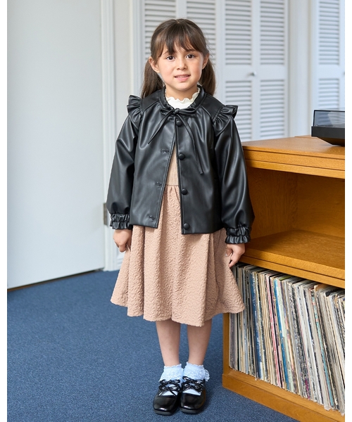 セール】【やわらか合皮】ノーカラージャケット（ノーカラージャケット