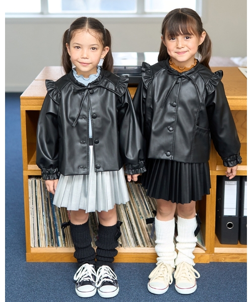 セール】【やわらか合皮】ノーカラージャケット（ノーカラージャケット