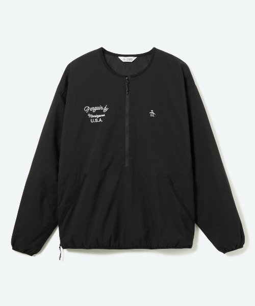 penguin BY MUNSINGWEAR(ペンギン バイ マンシングウェア)の「4WAY STRETCH BRUSHED MESH LINING PULLOVER 保温ストレッチジャケットゴルフウェア(ブルゾン・メンズ・ブラック/カーキ/ベージュ・L/XL/M)」の1枚目の写真
