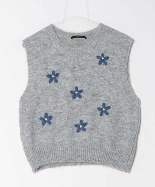 Ritzy(リッツィー)の「フラワー刺繍 ニットベスト(ベスト・レディース・ライトベージュ/ダークグレー/グレー・FREE)」の4枚目の写真