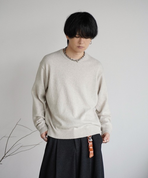 リドム　クルーネックニット WYM LIDNM セーター ニット FOX BLEND STANDARD KNIT(V-NECK