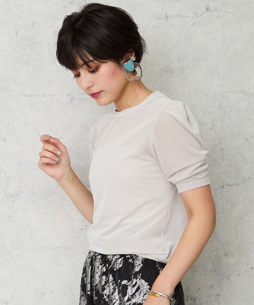 JETSET SOLO PLUS (ジェットセットソロプラス)の「【JETSET SOLO PLUS】タックショルダーベロアカットソー(Tシャツ/カットソー・レディース・ミント/ライトグレー/ブラック・FREE)」の5枚目の写真
