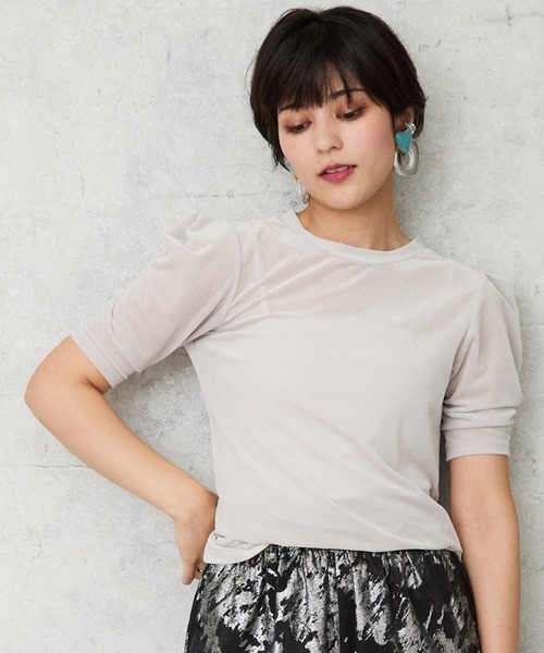 JETSET SOLO PLUS (ジェットセットソロプラス)の「【JETSET SOLO PLUS】タックショルダーベロアカットソー(Tシャツ/カットソー・レディース・ミント/ライトグレー/ブラック・FREE)」の7枚目の写真