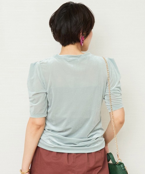 JETSET SOLO PLUS (ジェットセットソロプラス)の「【JETSET SOLO PLUS】タックショルダーベロアカットソー(Tシャツ/カットソー・レディース・ミント/ライトグレー/ブラック・FREE)」の8枚目の写真