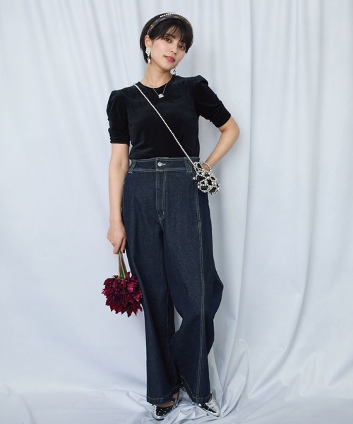 JETSET SOLO PLUS (ジェットセットソロプラス)の「【JETSET SOLO PLUS】タックショルダーベロアカットソー(Tシャツ/カットソー・レディース・ミント/ライトグレー/ブラック・FREE)」の12枚目の写真