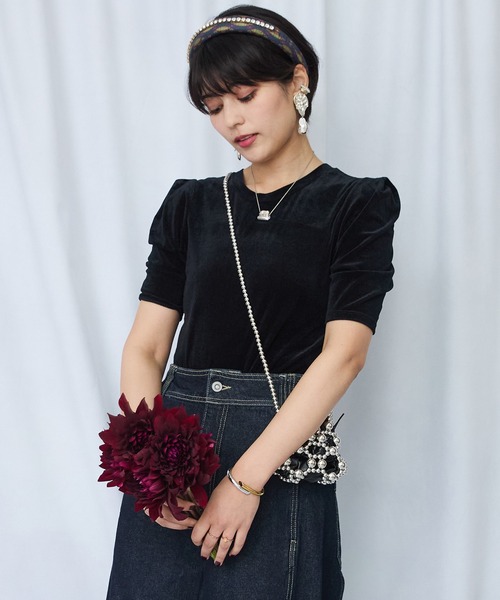 JETSET SOLO PLUS (ジェットセットソロプラス)の「【JETSET SOLO PLUS】タックショルダーベロアカットソー(Tシャツ/カットソー・レディース・ミント/ライトグレー/ブラック・FREE)」の14枚目の写真