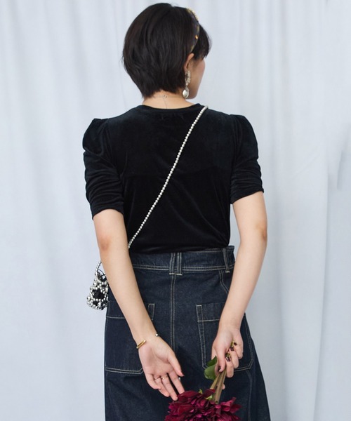 JETSET SOLO PLUS (ジェットセットソロプラス)の「【JETSET SOLO PLUS】タックショルダーベロアカットソー(Tシャツ/カットソー・レディース・ミント/ライトグレー/ブラック・FREE)」の16枚目の写真