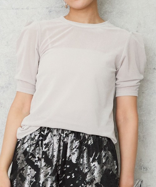 JETSET SOLO PLUS (ジェットセットソロプラス)の「【JETSET SOLO PLUS】タックショルダーベロアカットソー(Tシャツ/カットソー・レディース・ミント/ライトグレー/ブラック・FREE)」の19枚目の写真