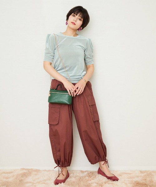JETSET SOLO PLUS (ジェットセットソロプラス)の「【JETSET SOLO PLUS】タックショルダーベロアカットソー(Tシャツ/カットソー・レディース・ミント/ライトグレー/ブラック・FREE)」の20枚目の写真