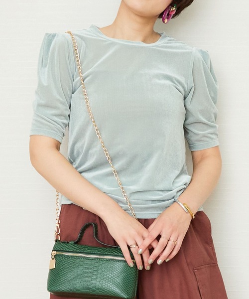 JETSET SOLO PLUS (ジェットセットソロプラス)の「【JETSET SOLO PLUS】タックショルダーベロアカットソー(Tシャツ/カットソー・レディース・ミント/ライトグレー/ブラック・FREE)」の21枚目の写真
