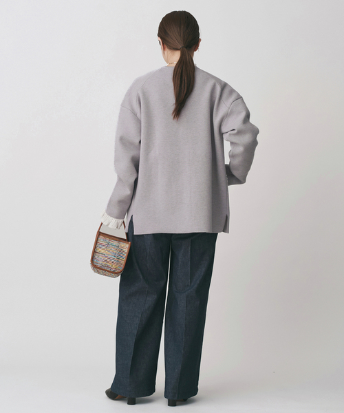 IENA(イエナ)の「ドットボタンVネックカーディガン(カーディガン/ボレロ・レディース・ブラック/グレー/チャコールグレー・FREE)」の8枚目の写真