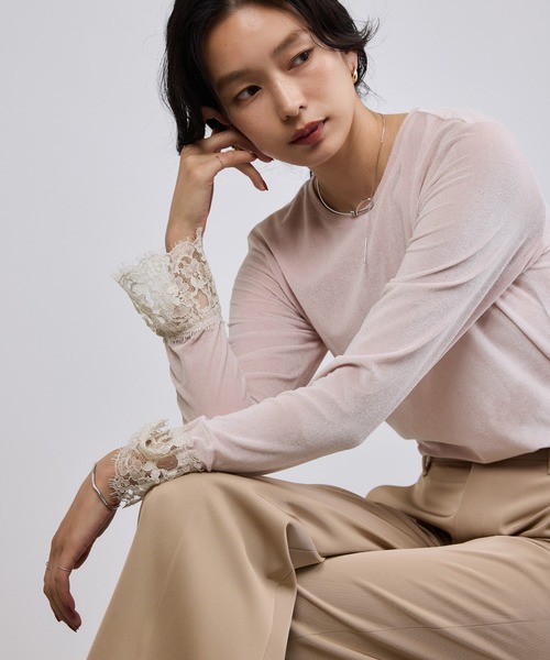 ROPE'（ロペ）の「レース袖シアーベロアカットソー/イージーケア（Tシャツ/カットソー・レディース・ピンク系その他2/ブラック/ブラウン・FREE）」の3枚目の写真