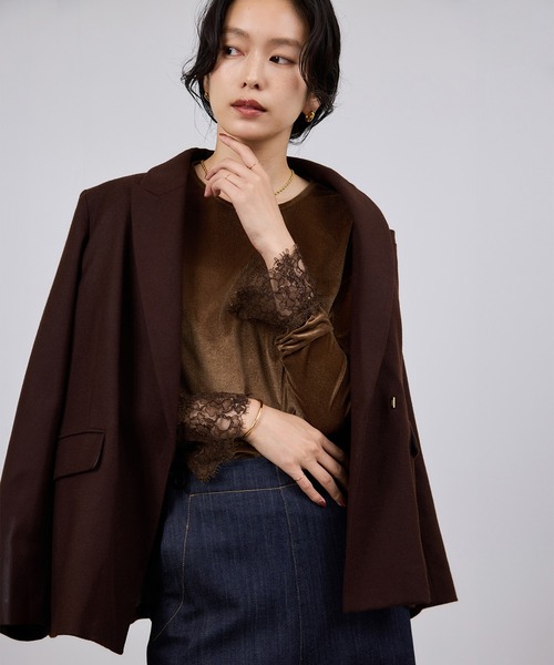 ROPE'（ロペ）の「レース袖シアーベロアカットソー/イージーケア（Tシャツ/カットソー・レディース・ピンク系その他2/ブラック/ブラウン・FREE）」の5枚目の写真