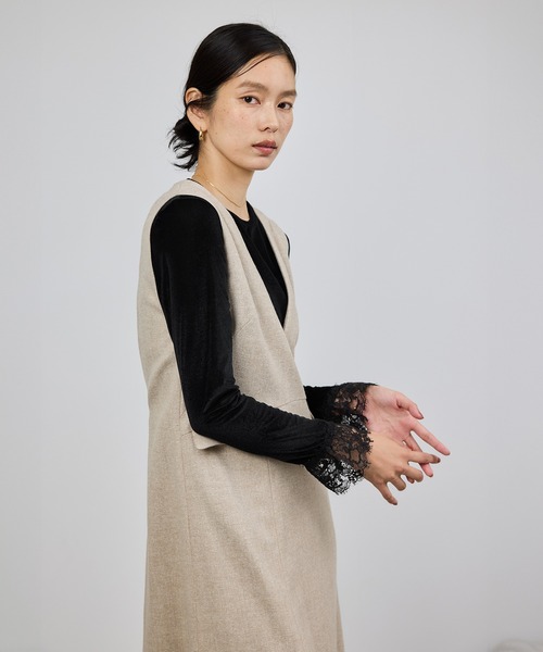 ROPE'（ロペ）の「レース袖シアーベロアカットソー/イージーケア（Tシャツ/カットソー・レディース・ピンク系その他2/ブラック/ブラウン・FREE）」の7枚目の写真