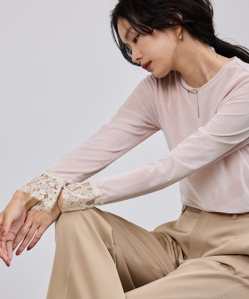 ROPE'（ロペ）の「レース袖シアーベロアカットソー/イージーケア（Tシャツ/カットソー・レディース・ピンク系その他2/ブラック/ブラウン・FREE）」の9枚目の写真