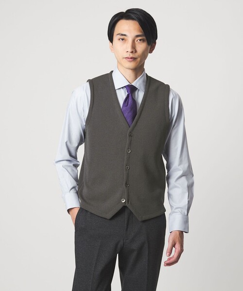 gim（ジム）の「＜gim＞25F H/MLN ニット ジレ ベスト -ウォッシャブル-（ニット/セーター・メンズ・ダークグレー/ブラック・L/M）」の2枚目の写真
