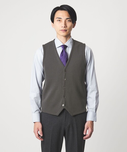 gim（ジム）の「＜gim＞25F H/MLN ニット ジレ ベスト -ウォッシャブル-（ニット/セーター・メンズ・ダークグレー/ブラック・L/M）」の8枚目の写真
