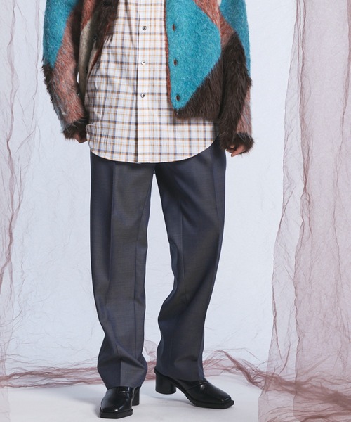 MAISON SPECIAL(メゾンスペシャル)の「《UNISEX》4 Colors Chambray Washable Wool One Tuck Straight Pants/4色シャンブレーウォッシャブルウールワンタックストレートパンツ【MAISON SPECIAL/メゾンスペシャル】(スラックス・メンズ・ブラック/チャコールグレー/ホワイト/グレー/ダークブルー/ダークネイビー・1/2/0)」の6枚目の写真