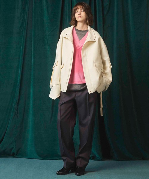 MAISON SPECIAL（メゾンスペシャル）の「《UNISEX》4 Colors Chambray Washable Wool One Tuck Straight Pants/4色シャンブレーウォッシャブルウールワンタックストレートパンツ【MAISON SPECIAL/メゾンスペシャル】（スラックス・メンズ・ブラック/チャコールグレー/ホワイト/グレー/ダークブルー・1/2/0）」の15枚目の写真