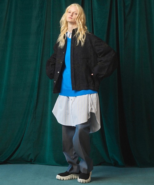 MAISON SPECIAL（メゾンスペシャル）の「《UNISEX》4 Colors Chambray Washable Wool One Tuck Straight Pants/4色シャンブレーウォッシャブルウールワンタックストレートパンツ【MAISON SPECIAL/メゾンスペシャル】（スラックス・メンズ・ブラック/チャコールグレー/ホワイト/グレー/ダークブルー・1/2/0）」の14枚目の写真