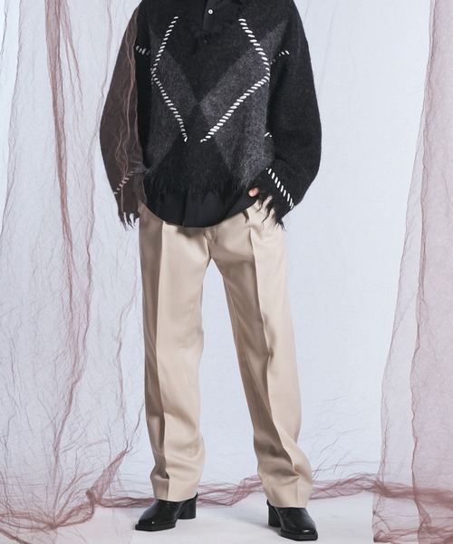 MAISON SPECIAL(メゾンスペシャル)の「《UNISEX》4 Colors Chambray Washable Wool One Tuck Straight Pants/4色シャンブレーウォッシャブルウールワンタックストレートパンツ【MAISON SPECIAL/メゾンスペシャル】(スラックス・メンズ・ブラック/チャコールグレー/ホワイト/グレー/ダークブルー/ダークネイビー・1/2/0)」の18枚目の写真