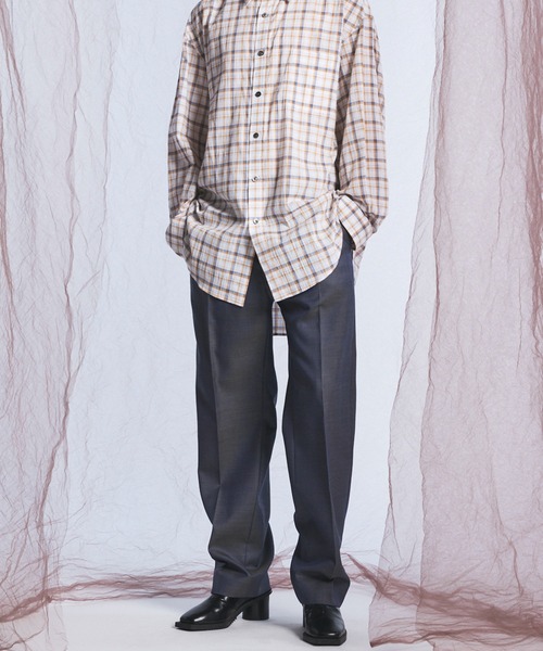 MAISON SPECIAL(メゾンスペシャル)の「《UNISEX》4 Colors Chambray Washable Wool One Tuck Straight Pants/4色シャンブレーウォッシャブルウールワンタックストレートパンツ【MAISON SPECIAL/メゾンスペシャル】(スラックス・メンズ・ブラック/チャコールグレー/ホワイト/グレー/ダークブルー/ダークネイビー・1/2/0)」の21枚目の写真