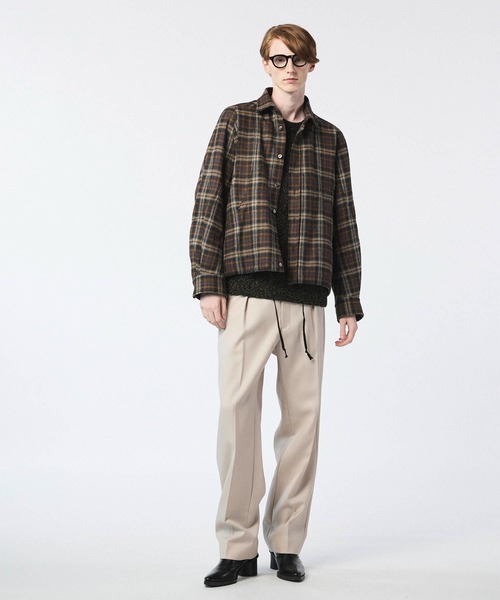 MAISON SPECIAL（メゾンスペシャル）の「《UNISEX》4 Colors Chambray Washable Wool One Tuck Straight Pants/4色シャンブレーウォッシャブルウールワンタックストレートパンツ【MAISON SPECIAL/メゾンスペシャル】（スラックス・メンズ・ブラック/チャコールグレー/ホワイト/グレー/ダークブルー・1/2/0）」の9枚目の写真