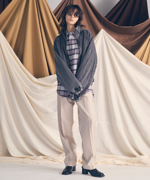 UNISEX》4 Colors Chambray Washable Wool One Tuck Straight Pants/4