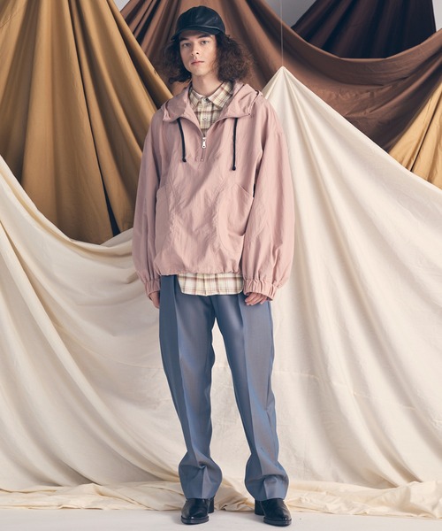 UNISEX》4 Colors Chambray Washable Wool One Tuck Straight Pants/4