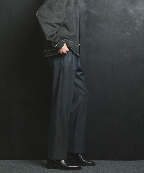 MAISON SPECIAL(メゾンスペシャル)の「《UNISEX》4 Colors Chambray Washable Wool One Tuck Straight Pants/4色シャンブレーウォッシャブルウールワンタックストレートパンツ【MAISON SPECIAL/メゾンスペシャル】(スラックス・メンズ・ブラック/チャコールグレー/ホワイト/グレー/ダークブルー/ダークネイビー・1/2/0)」の8枚目の写真