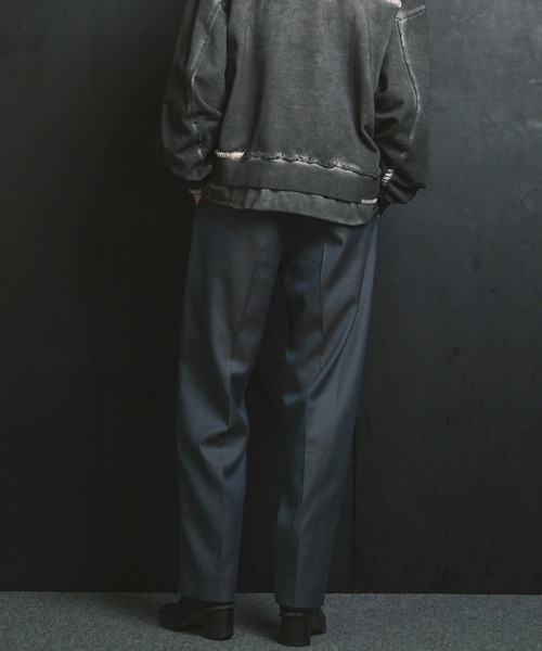 MAISON SPECIAL(メゾンスペシャル)の「《UNISEX》4 Colors Chambray Washable Wool One Tuck Straight Pants/4色シャンブレーウォッシャブルウールワンタックストレートパンツ【MAISON SPECIAL/メゾンスペシャル】(スラックス・メンズ・ブラック/チャコールグレー/ホワイト/グレー/ダークブルー/ダークネイビー・1/2/0)」の9枚目の写真