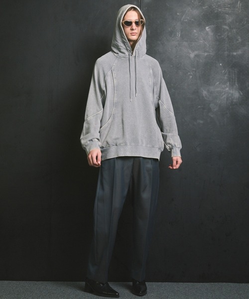 MAISON SPECIAL(メゾンスペシャル)の「《UNISEX》4 Colors Chambray Washable Wool One Tuck Straight Pants/4色シャンブレーウォッシャブルウールワンタックストレートパンツ【MAISON SPECIAL/メゾンスペシャル】(スラックス・メンズ・ブラック/チャコールグレー/ホワイト/グレー/ダークブルー/ダークネイビー・1/2/0)」の12枚目の写真