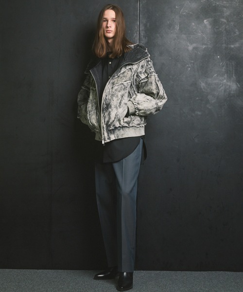 MAISON SPECIAL(メゾンスペシャル)の「《UNISEX》4 Colors Chambray Washable Wool One Tuck Straight Pants/4色シャンブレーウォッシャブルウールワンタックストレートパンツ【MAISON SPECIAL/メゾンスペシャル】(スラックス・メンズ・ブラック/チャコールグレー/ホワイト/グレー/ダークブルー/ダークネイビー・1/2/0)」の14枚目の写真