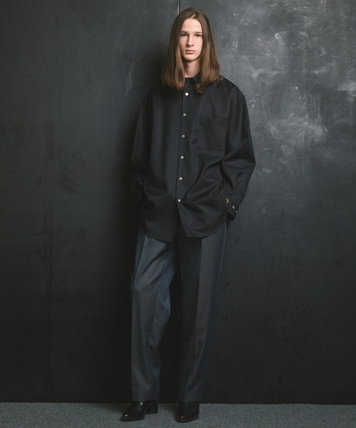 MAISON SPECIAL(メゾンスペシャル)の「《UNISEX》4 Colors Chambray Washable Wool One Tuck Straight Pants/4色シャンブレーウォッシャブルウールワンタックストレートパンツ【MAISON SPECIAL/メゾンスペシャル】(スラックス・メンズ・ブラック/チャコールグレー/ホワイト/グレー/ダークブルー/ダークネイビー・1/2/0)」の13枚目の写真