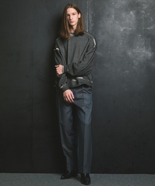 MAISON SPECIAL(メゾンスペシャル)の「《UNISEX》4 Colors Chambray Washable Wool One Tuck Straight Pants/4色シャンブレーウォッシャブルウールワンタックストレートパンツ【MAISON SPECIAL/メゾンスペシャル】(スラックス・メンズ・ブラック/チャコールグレー/ホワイト/グレー/ダークブルー/ダークネイビー・1/2/0)」の10枚目の写真