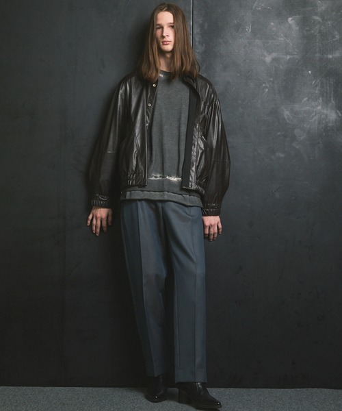 MAISON SPECIAL(メゾンスペシャル)の「《UNISEX》4 Colors Chambray Washable Wool One Tuck Straight Pants/4色シャンブレーウォッシャブルウールワンタックストレートパンツ【MAISON SPECIAL/メゾンスペシャル】(スラックス・メンズ・ブラック/チャコールグレー/ホワイト/グレー/ダークブルー/ダークネイビー・1/2/0)」の11枚目の写真