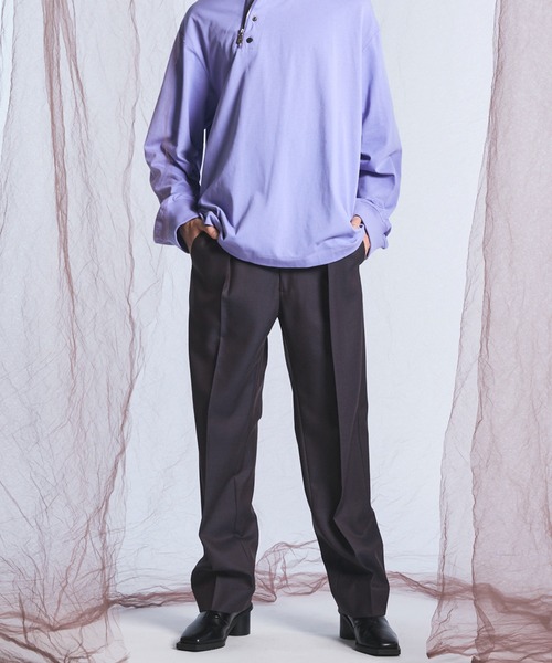 MAISON SPECIAL(メゾンスペシャル)の「《UNISEX》4 Colors Chambray Washable Wool One Tuck Straight Pants/4色シャンブレーウォッシャブルウールワンタックストレートパンツ【MAISON SPECIAL/メゾンスペシャル】(スラックス・メンズ・ブラック/チャコールグレー/ホワイト/グレー/ダークブルー/ダークネイビー・1/2/0)」の15枚目の写真
