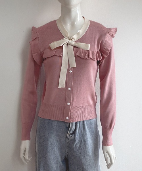 Miniministore(ミニミニストア)の「ボウタイニットトップス レディース 大人(ニット/セーター・レディース・ブラック/ホワイト/ワインレッド/ピンク・FREE)」の14枚目の写真
