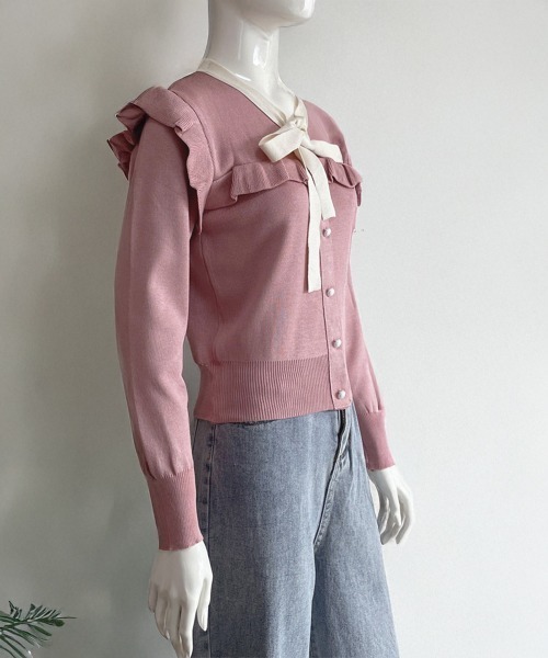 Miniministore(ミニミニストア)の「ボウタイニットトップス レディース 大人(ニット/セーター・レディース・ブラック/ホワイト/ワインレッド/ピンク・FREE)」の13枚目の写真