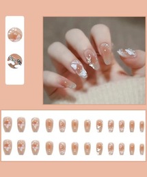 shoppinggo(ショッピングゴー)のネイルチップ ショート シンプル ブライダル ハート つけ爪 アートチップ(ネイルシール/ネイルチップ)