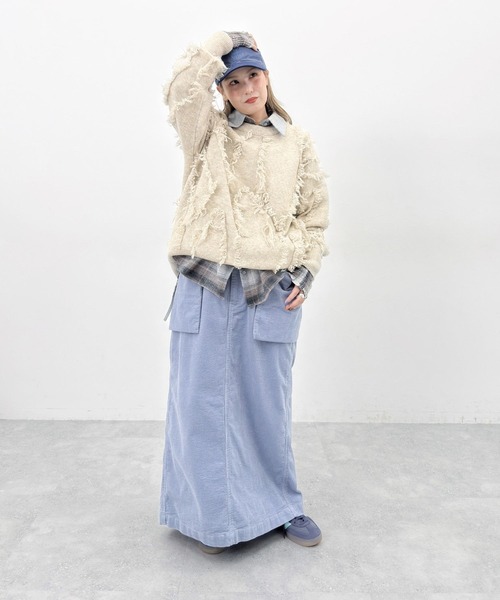 niko and ... アウトポケットコーデュロイナロースカート　ブルー　美品 niko and（ニコアンド）の「[MODE NORM CORE] アウトポケット