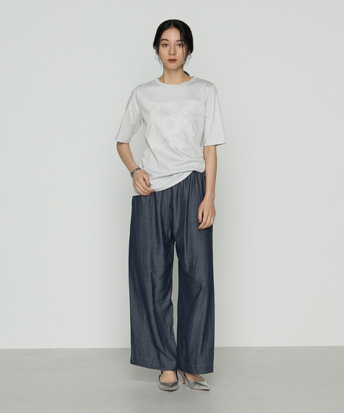 Gabardine K.T(ギャバジンケーティー)の「プレーティング天竺 星柄Tシャツ(Tシャツ/カットソー・レディース・ライトグレー/ホワイト/ブラック・9号/5号)」の6枚目の写真