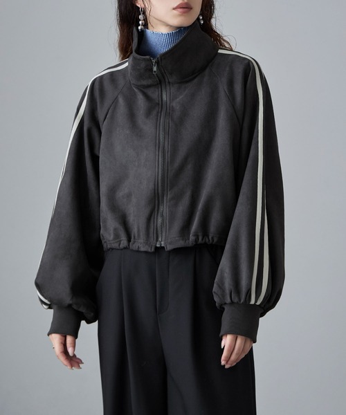 etoll.（エトル）の「サイドラインスエード調トラックジャケット（ブルゾン・レディース・ブラウン/アイボリー/チャコール・M）」の16枚目の写真