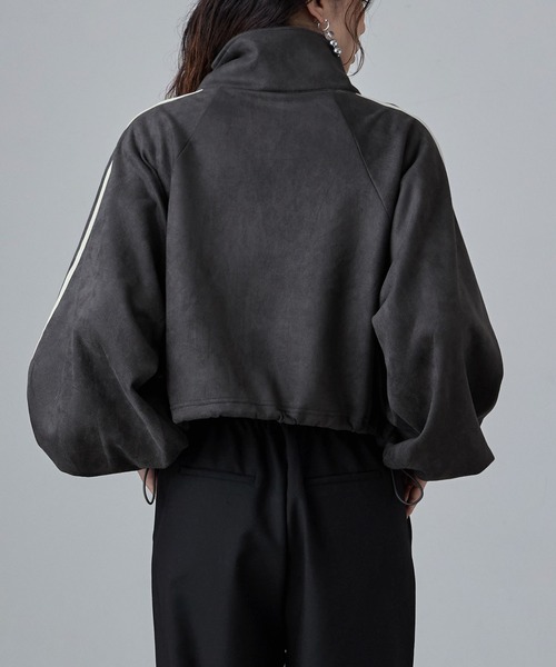 etoll.（エトル）の「サイドラインスエード調トラックジャケット（ブルゾン・レディース・ブラウン/アイボリー/チャコール・M）」の18枚目の写真