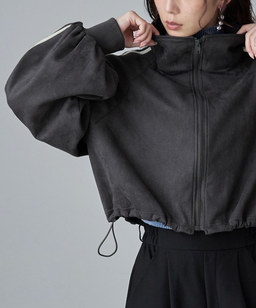 etoll.（エトル）の「サイドラインスエード調トラックジャケット（ブルゾン・レディース・ブラウン/アイボリー/チャコール・M）」の19枚目の写真