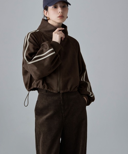 etoll.（エトル）の「サイドラインスエード調トラックジャケット（ブルゾン・レディース・ブラウン/アイボリー/チャコール・M）」の11枚目の写真