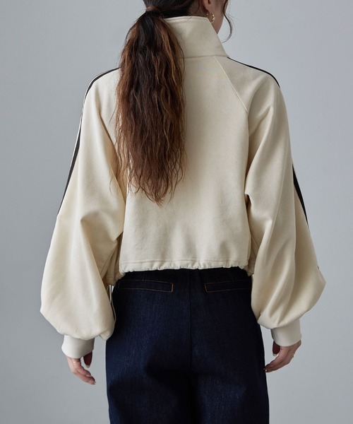 etoll.（エトル）の「サイドラインスエード調トラックジャケット（ブルゾン・レディース・ブラウン/アイボリー/チャコール・M）」の6枚目の写真